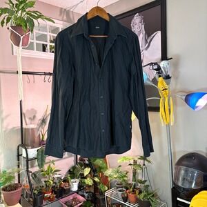 BOSS Long Sleeve Button Down Shirt Menswear Textured Solid Casual